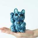 MANEKI NEKO CAMOUFLAGE (BLUE), Beckoning Lucky Cat, Edo Art Dolls