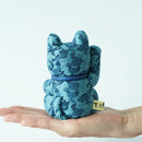 MANEKI NEKO CAMOUFLAGE (BLUE), Beckoning Lucky Cat, Edo Art Dolls