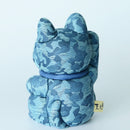 MANEKI NEKO CAMOUFLAGE (BLUE), Beckoning Lucky Cat, Edo Art Dolls