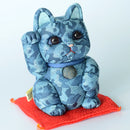 MANEKI NEKO CAMOUFLAGE (BLUE), Beckoning Lucky Cat, Edo Art Dolls