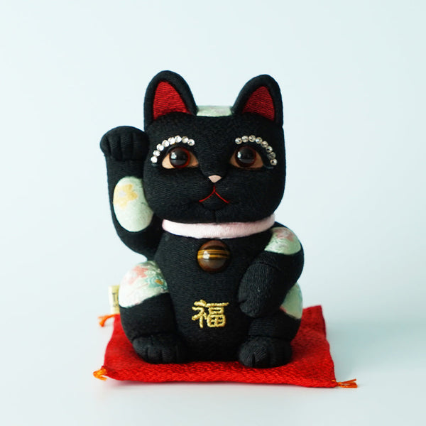 MANEKI NEKO FENG SHUI DX BLACK (M), Beckoning Lucky Cat, Edo Art Dolls