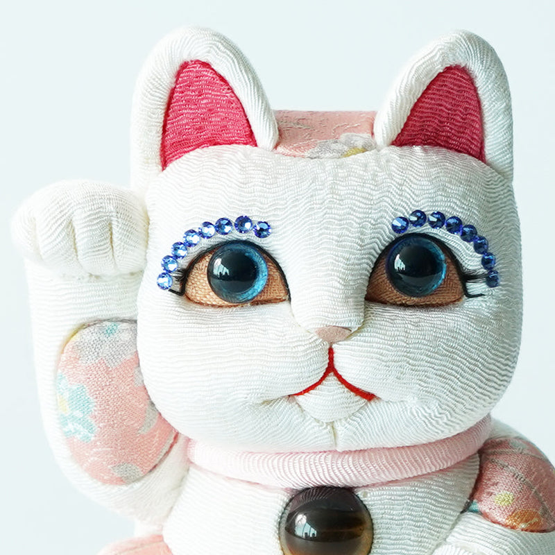 MANEKI NEKO FENG SHUI DX WHITE (M), Beckoning Lucky Cat, Edo Art Dolls