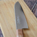 COBALT STAINLESS INTERRUPT 69 LAYER DAMASCUS SANTOKU KNIFE 180MM OAK OCTAGONAL PATTERN -KAKISHIBU FINISH-, Sakai Knives