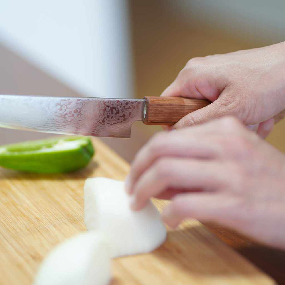 コバルトステンレス割込 69層ダマスカス ペティナイフ150mm 樫八角柄