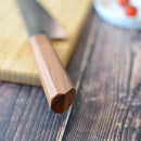 COBALT STAINLESS INTERRUPT 69 LAYER DAMASCUS BEEF SWORD 240MM OAK OCTAGONAL PATTERN -KAKISHIBU FINISH-, Sakai Knives