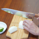 COBALT STAINLESS INTERRUPT 69 LAYER DAMASCUS BEEF SWORD 240MM OAK OCTAGONAL PATTERN -KAKISHIBU FINISH-, Sakai Knives