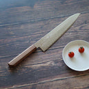 COBALT STAINLESS INTERRUPT 69 LAYER DAMASCUS BEEF SWORD 240MM OAK OCTAGONAL PATTERN -KAKISHIBU FINISH-, Sakai Knives