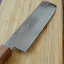 COBALT STAINLESS INTERRUPT 69 LAYER DAMASCUS NAGIRI 160MM OAK OCTAGONAL PATTERN -KAKISHIBU FINISH-, Sakai Knives