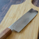 COBALT STAINLESS INTERRUPT 69 LAYER DAMASCUS NAGIRI 160MM OAK OCTAGONAL PATTERN -KAKISHIBU FINISH-, Sakai Knives
