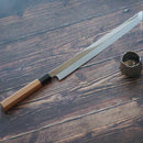 GOH UMANOSUKE YOSHIHIRO SHIRAJI STEEL WATER-GRILLED HONYAKI TIP MARU OCTOPUS KNIFE 330MM MIRROR SURFACE WAVE FLOATING 1ST PLACE OCTAGONAL PATTERN, Sakai Knives