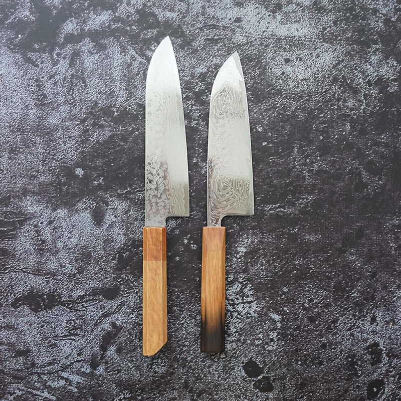 MOV SUMINAGASHI SANTOKU KNIFE 165MM OAK HANDLE -KAKISHIBU-, Sakai Knives