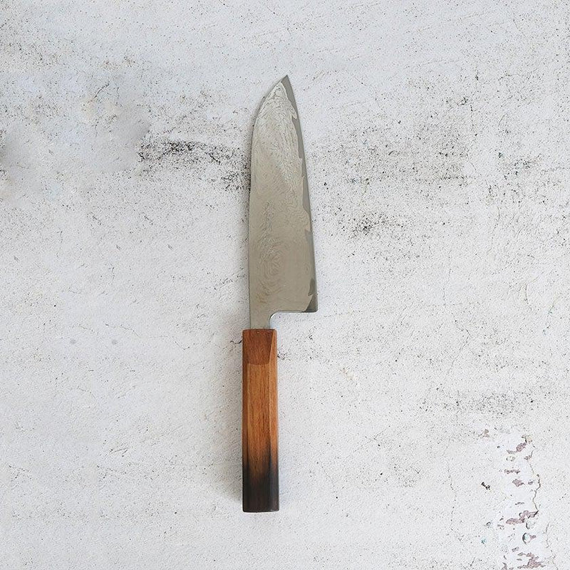 MOV SUMINAGASHI SANTOKU KNIFE 165MM OAK HANDLE -KAKISHIBU-, Sakai Knives