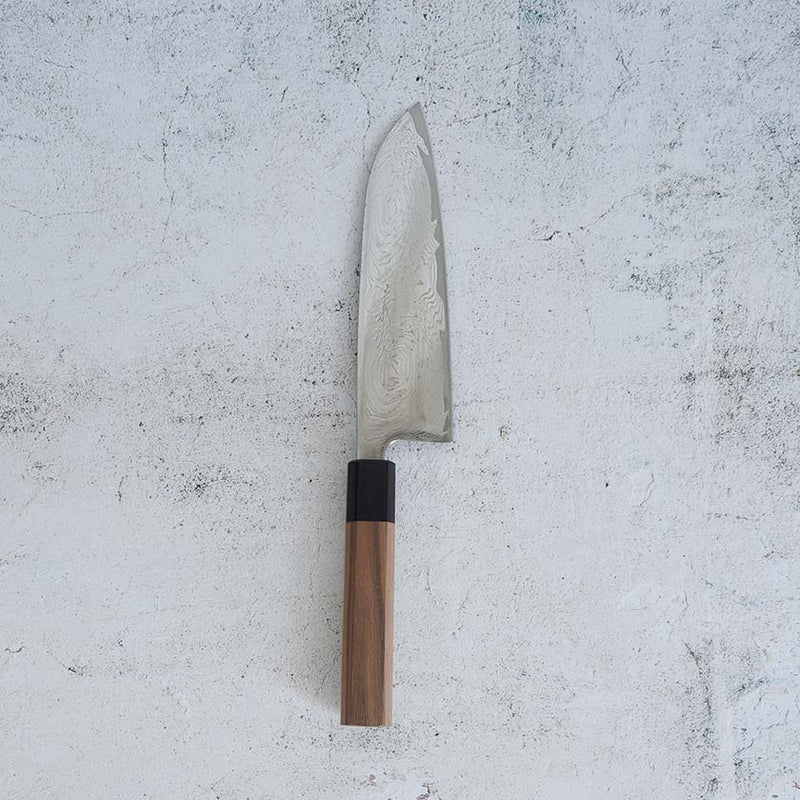 MOV SUMINAGASHI SANTOKU KNIFE 165MM WALNUT HANDLE, Sakai Knives