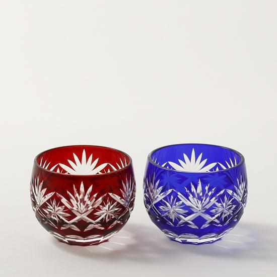 HOSHIKENBISHI MARU GUINOMI PAIR, Edo Kiriko Glass