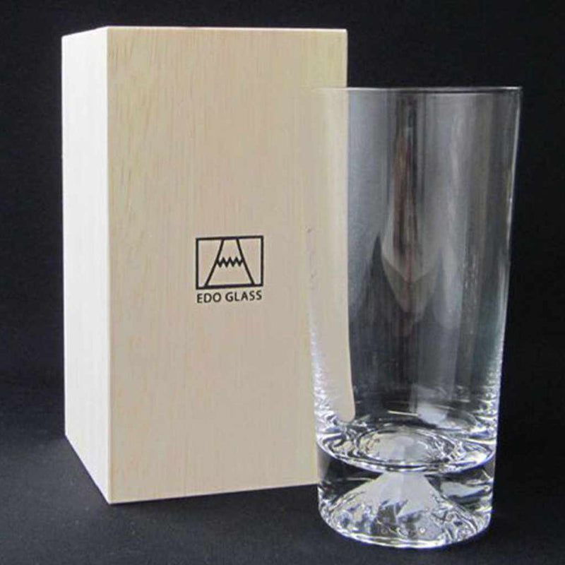 MT. FUJI GLASS TUMBLER IN A WOODEN BOX, Edo Glass