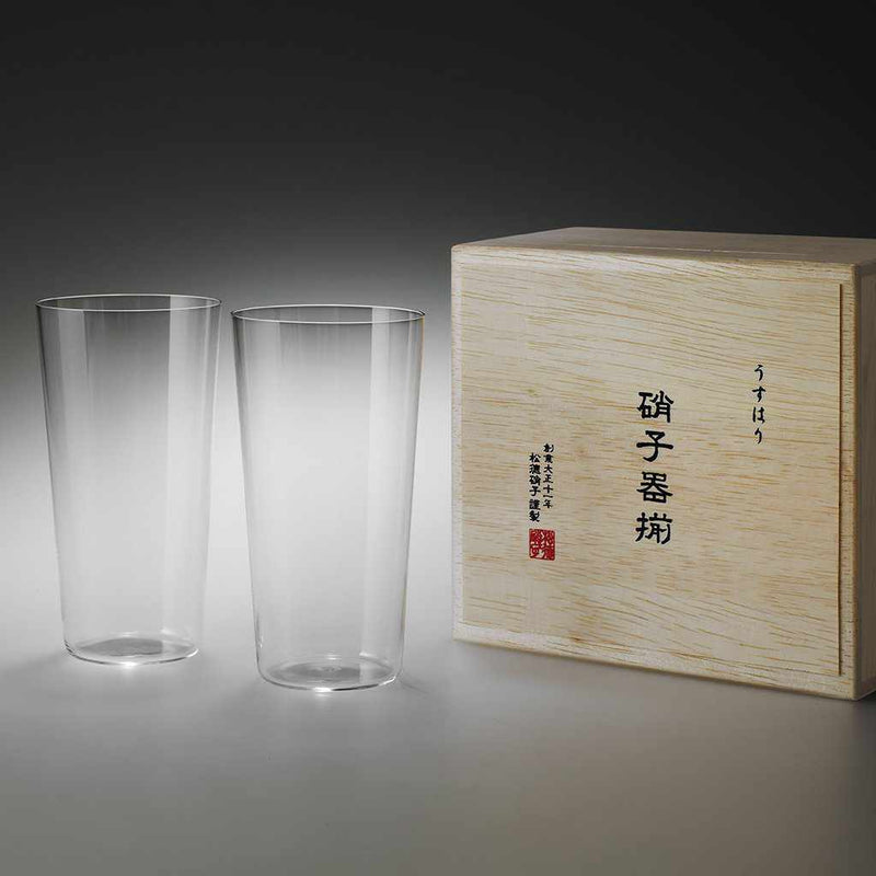 THIN TUMBLER L 2-PIECE SET IN A WOODEN BOX, Edo Kiriko Glass