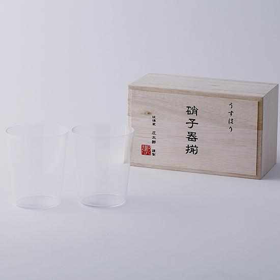 THIN OLD M 2-PIECE SET IN A WOODEN BOX, Edo Glass