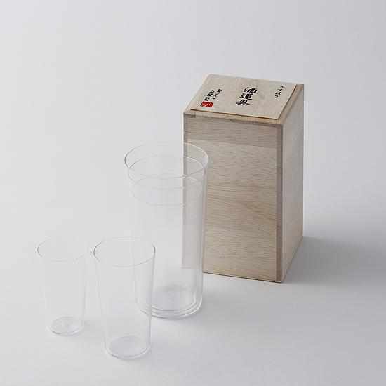 LIGHT LIQUOR TOOL IN A WOODEN BOX, Edo Kiriko Glass