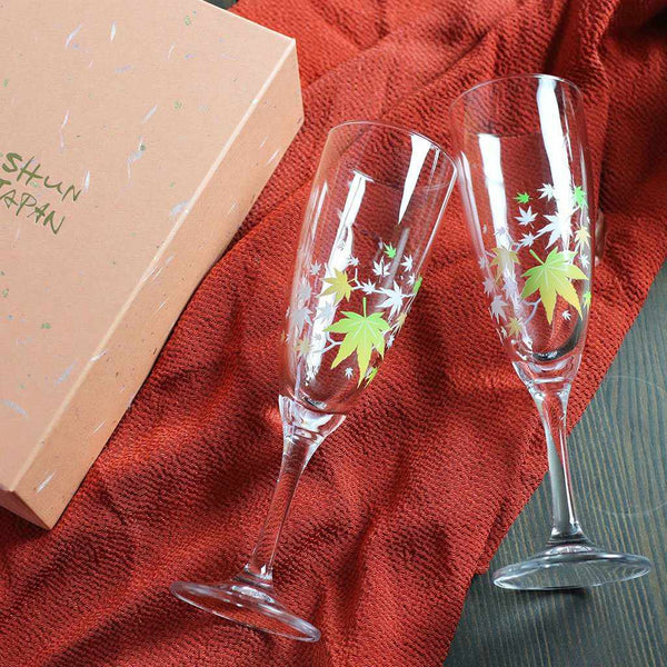 AUTUMN LEAVES MAGIC (2 PIECES), Champagne Glass, Mino Ware