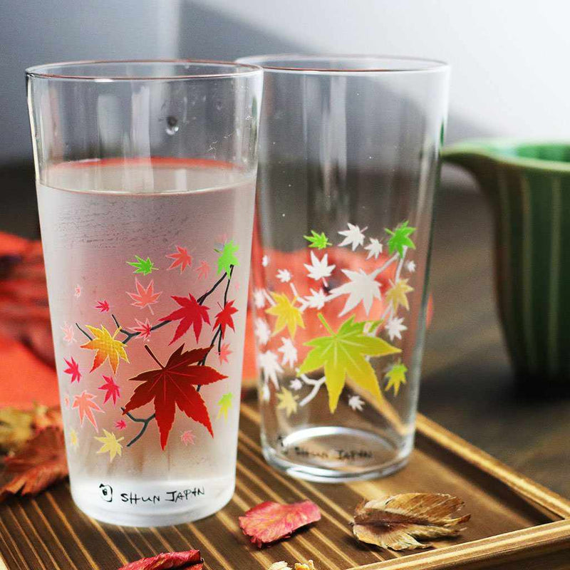 Green leaves turn red, pink, yellow, and orange, AUTUMN LEAVES MAGIC (2 PIECES), Mino Ware