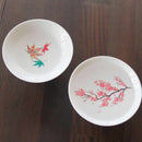 SAKURA & AUTUMN LEAVES MAGIC (WHITE, 2 PIECES), Sake Cup, Mino Ware