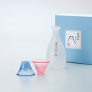 3 Pieces Set SAKE BOTTLE & CUP SET MT. FUJI (BLUE & RED)  | Marumo Takagi
