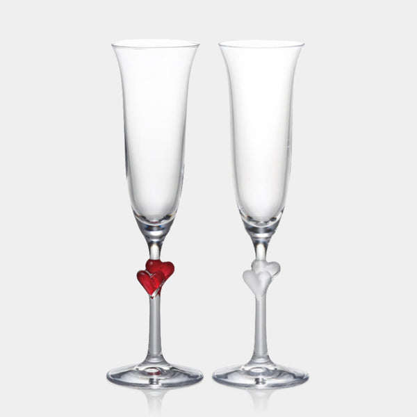 AMORE a Pair of Champagne glasses (RED & CLEAR) | Marumo Takagi