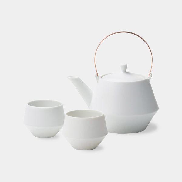 TEA POT & CUPS 3 Pieces set  WHITE, Mino Wares