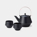 TEA POT & CUPS 3 Pieces Set BLACK, Mino Wares