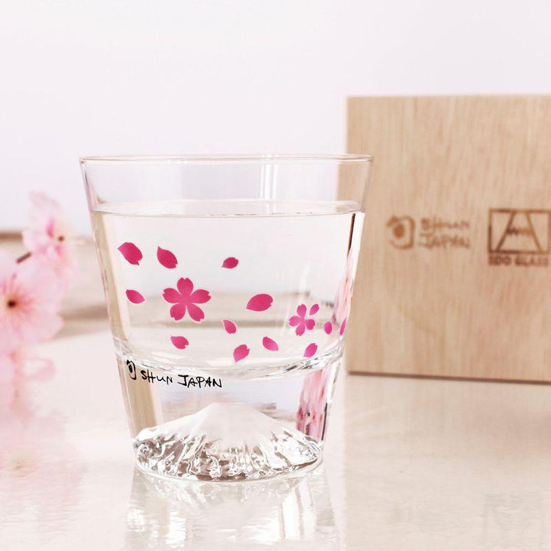 COLOR & DESIGN CHANGE CHERRY BLOSSOMS & MT. FUJI (1 PIECE), Rocks Glass, Mino Ware