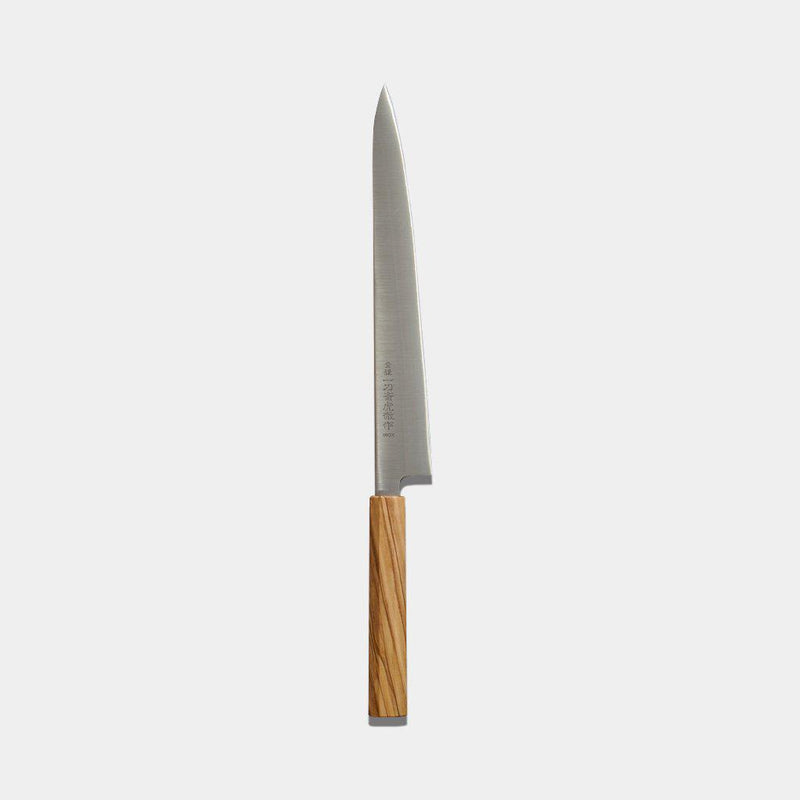 ITTOSAI-KOTETSU INOX SWEDISH STEEL SUJIBIKI (DOUBLE-EDGED BLADE) OLIVE WOOD HANDLE 270MM, Kitchen Chef Knife, Sakai Forged Blades