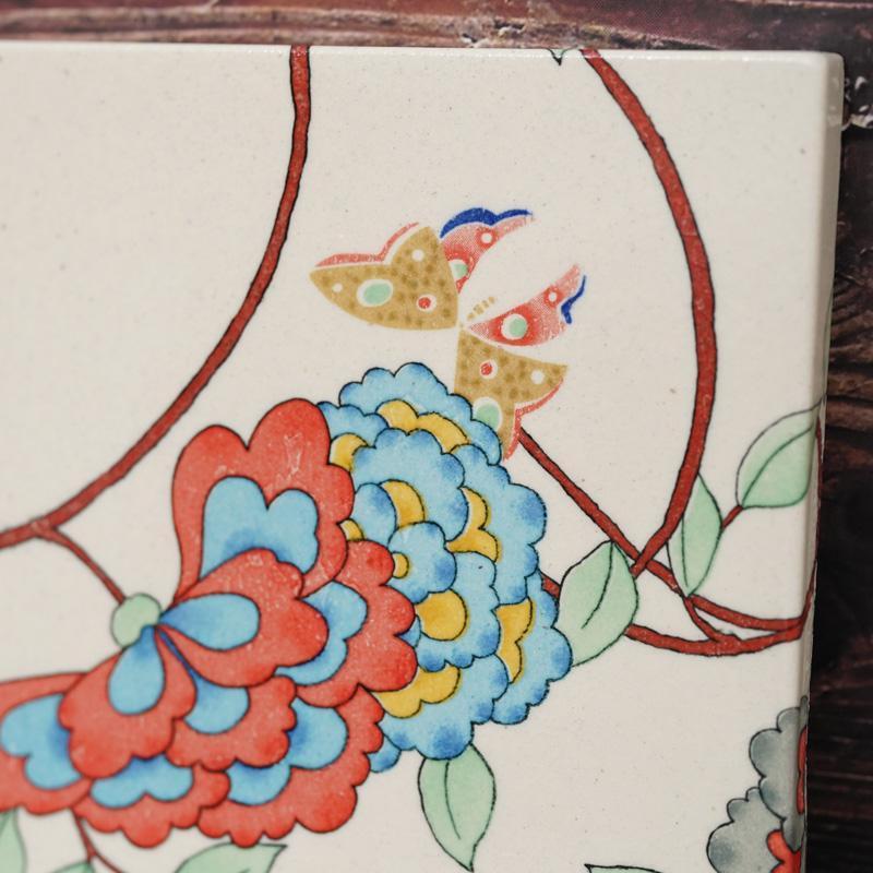KEMONODE CERAMIC TILE NO.4, Art Panel, Dish Set, Kyoto Yuzen Dyeing