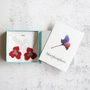 PANSY CRIMSON, Earrings, Kyoto Yuzen Dyeing