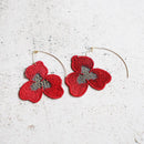 PANSY CRIMSON, Earrings, Kyoto Yuzen Dyeing