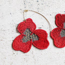 PANSY CRIMSON, Earrings, Kyoto Yuzen Dyeing