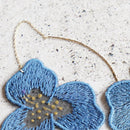 PANSY BLUE, Earrings, Kyoto Yuzen Dyeing