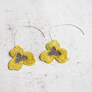 PANSY CHRYSANTHEMUM, Earrings, Kyoto Yuzen Dyeing