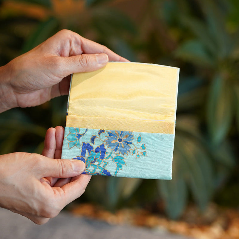 SILK OBI SARASA BLUE, Card Case, Kyoto Yuzen Dyeing