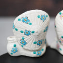 RACCOON FIGURINE TANUTANU FLOWER (BLUE) MALE, Shigaraki Ware