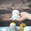 RACCOON FIGURINE TANUTANU FLOWER (BLUE) MALE, Shigaraki Ware