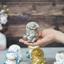 RACCOON FIGURINE TANUTANU (SILVER) FEMALE, Shigaraki Ware