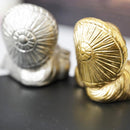 RACCOON FIGURINE TANUTANU GOLD&SILVER SET, Shigaraki Ware