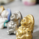 RACCOON FIGURINE TANUTANU GOLD&SILVER SET, Shigaraki Ware