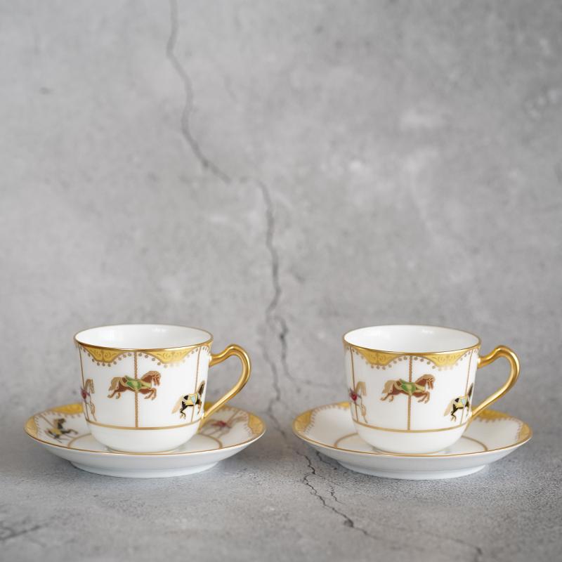 MERRY-GO-ROUND COFFEE CUP & SAUCER SET (2 PIECES EACH), Porcelain