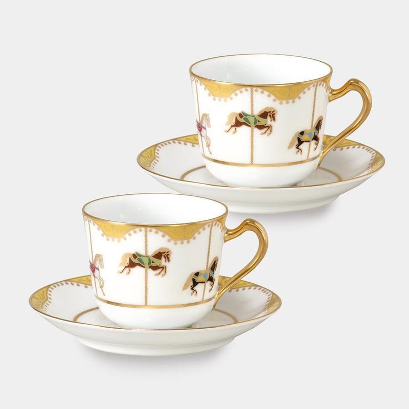 MERRY-GO-ROUND COFFEE CUP & SAUCER SET (2 PIECES EACH), Porcelain