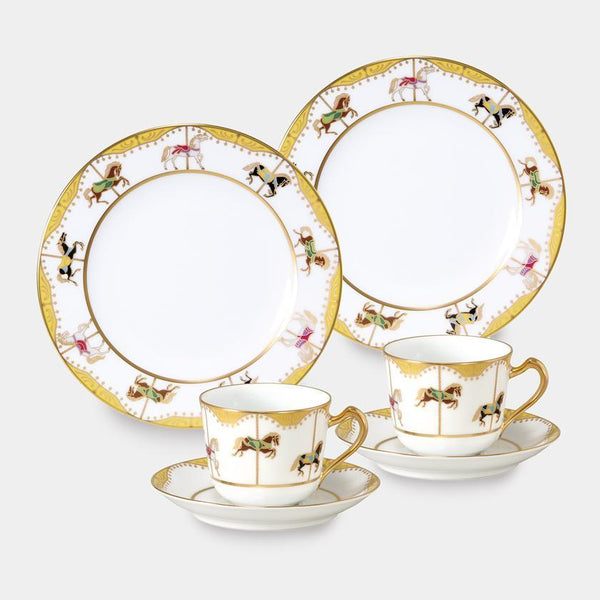 MERRY-GO-ROUND COFFEE CUP & SAUCER, PLATE SET (2 PIECES EACH), Porcelain