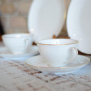 GOLD LINE CUP & SAUCER, DESSERT PLATE SET (2 PIECES EACH), Porcelain