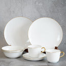 GOLD LINE MEAT PLATE, BOWL, CUP & SAUCER SET (2 PIECES EACH), Porcelain