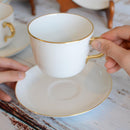 GOLD LINE MEAT PLATE, BOWL, CUP & SAUCER SET (2 PIECES EACH), Porcelain