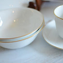 GOLD LINE MEAT PLATE, BOWL, CUP & SAUCER SET (2 PIECES EACH), Porcelain